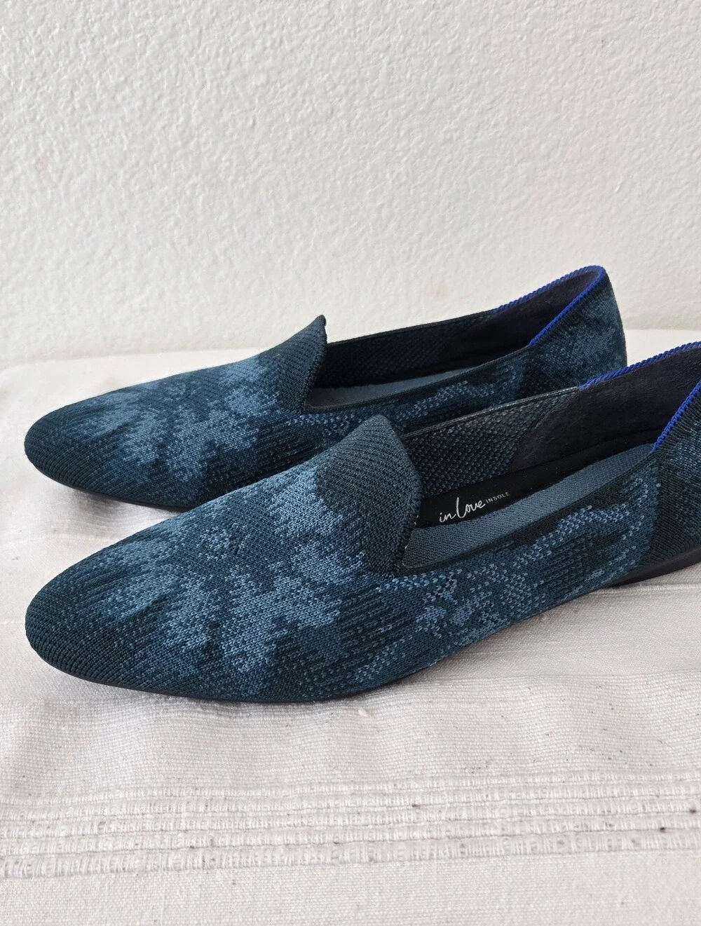 Rothy's Almond Toe Slip-on Loafer Flats Shoes Dark Jade Moroccan Teal Size 7.5